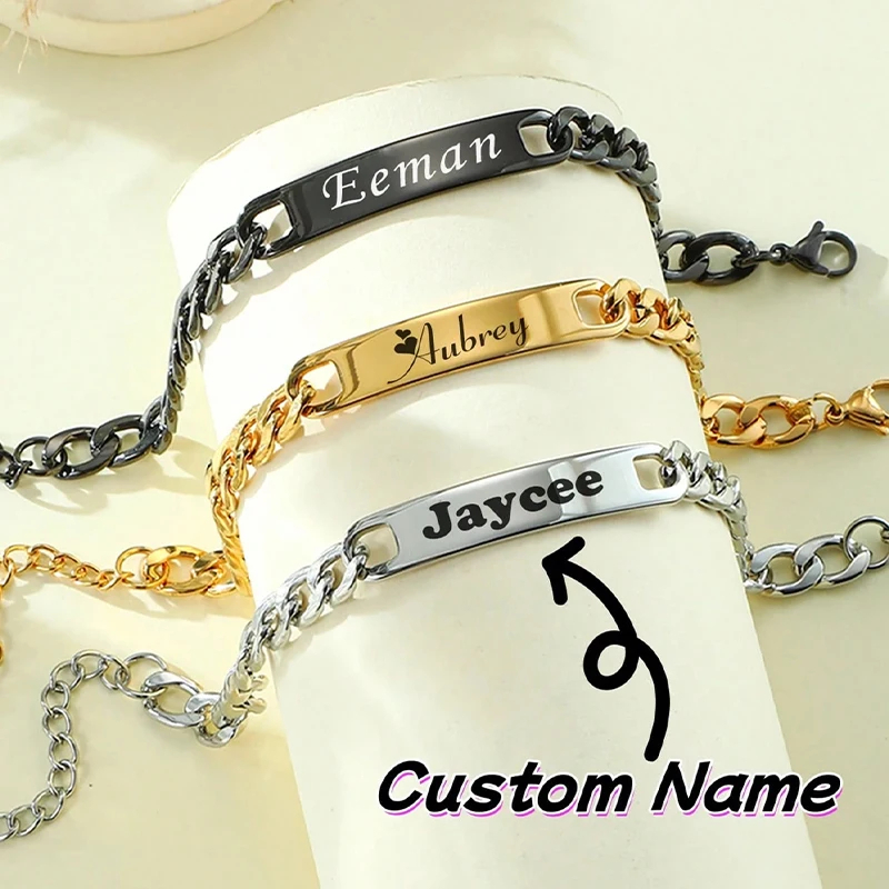 Men Accessories Bracelet - Stainless Steel Personalized Name Bracelets and