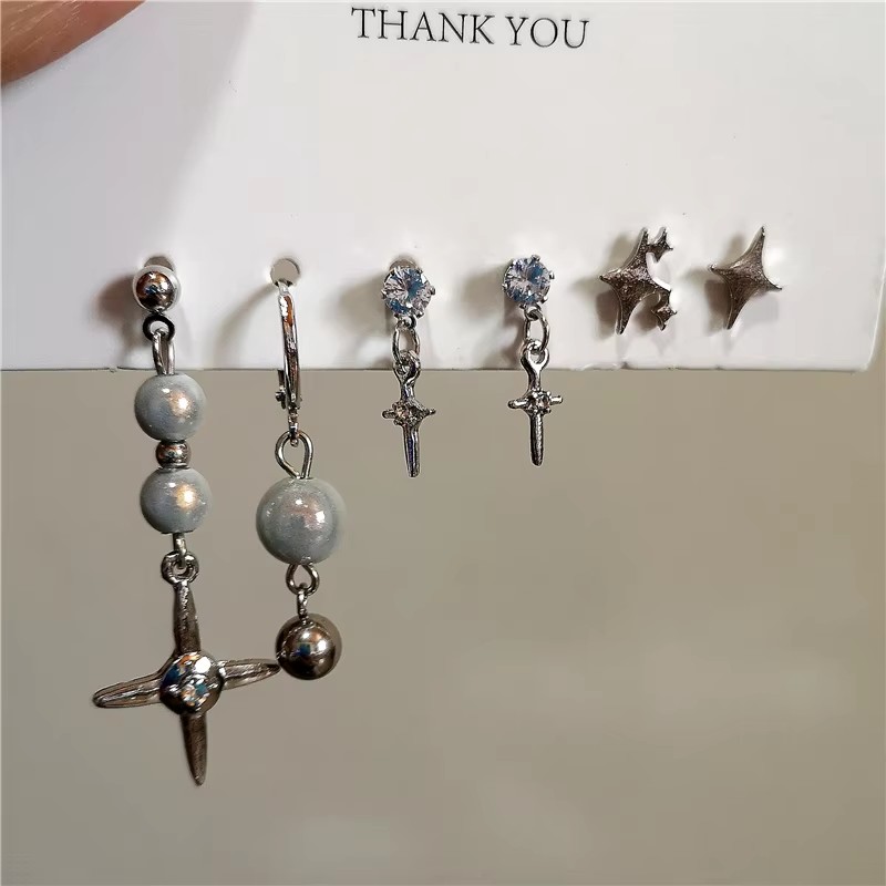 6PCS SET Goth Punk Crystal Cro - огляд і ціна Men Accessories Aesthetic