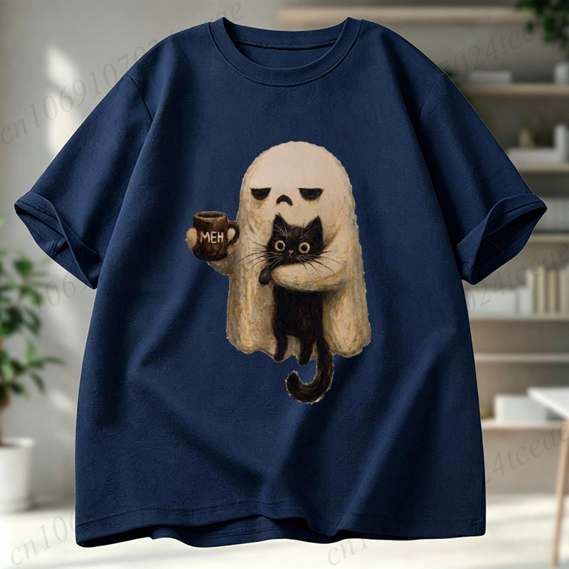 Ghost-Cat Shirt Spooky Black C - огляд і ціна Men Accessories Aesthetic